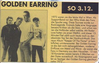 Magazine (Austria) Golden Earring show ad Wien